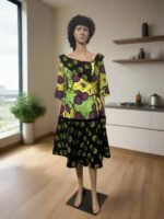 African Print Ankara Formal Mixed Pattern Dress - Image 10
