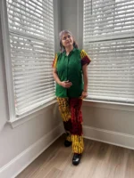 Mixed Pattern African Ankara Print 2p Pant Set - Image 2