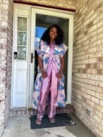 African Luxuy Jaquard Brocade Beaded 2p Pant Set - Image 3