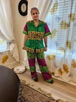 Mixed Pattern African Ankara Print 2p Pant Set - Image 10