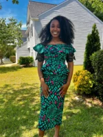 African Print Ankara/Cord Lace Skirt and Blouse - Image 6