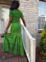 African Print Ankara Smoked Top 2p Skirt and Blouse - Image 2