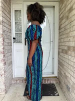 African Print Ankara Tie front/Off shoulder Fashion Dress - Image 6