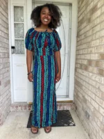 African Print Ankara Tie front/Off shoulder Fashion Dress - Image 7