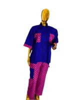 Mixed Pattern African Ankara Print 2p Pant Set - Image 11