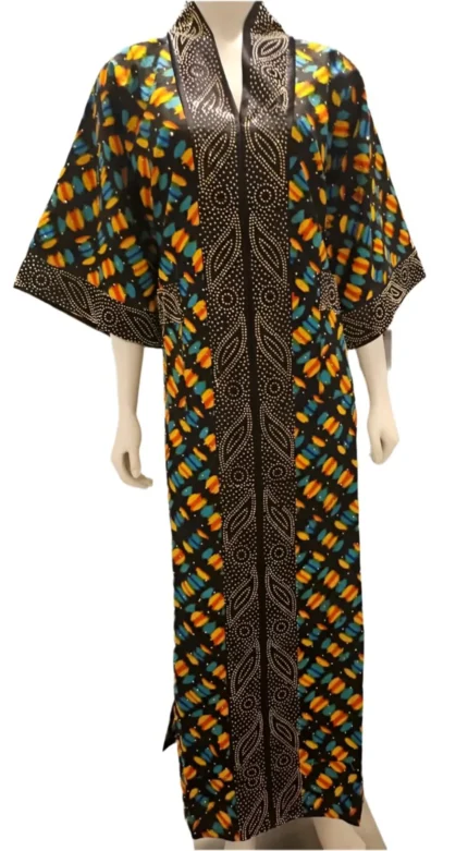 African Ankara Kimono Stoned Kaftan Dress