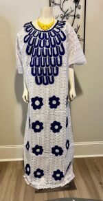 African Embroidered Lace Kaftan Dress