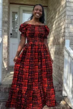African Print Ankara Smoked Upper Long Dress