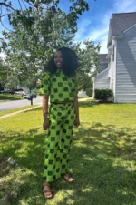 African Print Ankara Cropped Top 2p Pant Set - Image 2