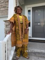 Modern African Print Ankara Aso-Oke/Kente Kimono 2p Pant Set