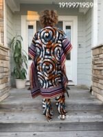 Modern African Print Ankara Aso-Oke/Kente Kimono 2p Pant Set - Image 8