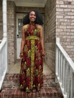 African Ankara Print Afro Eunice Halter Neck Dress - Image 10