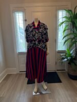 African Ankara Mixed Pattern V Neck Double Pocket Kaftan Style Dress - Image 2