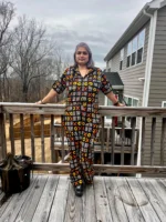 African Print Ankara Cropped Top 2p Pant Set - Image 3