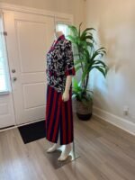 African Ankara Mixed Pattern V Neck Double Pocket Kaftan Style Dress - Image 3
