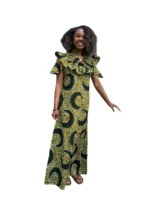 African Ankara Print Afro Hadassah Smoked Top Dress - Image 4