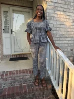 African Ankara Print Capris/Palazzo 2p Pant Set - Image 3