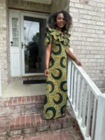 African Ankara Print Afro Hadassah Smoked Top Dress - Image 5