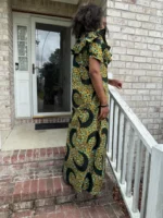 African Ankara Print Afro Hadassah Smoked Top Dress - Image 6