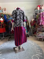 African Ankara Mixed Pattern V Neck Double Pocket Kaftan Style Dress - Image 6