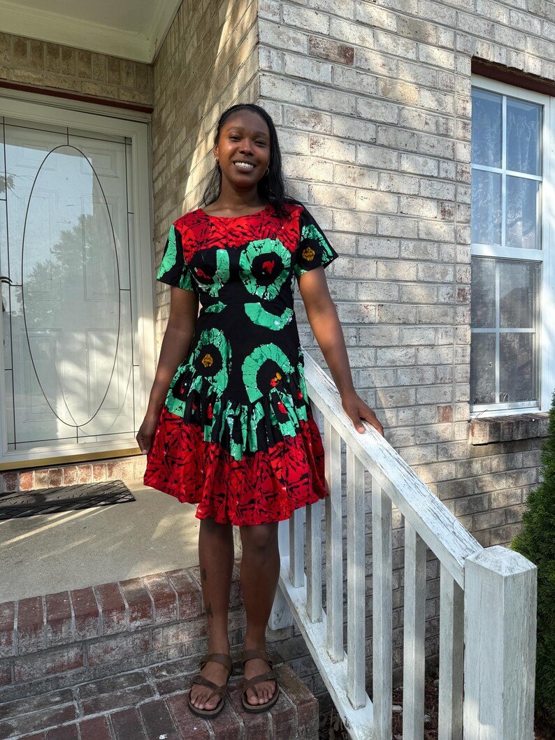 African Print Ankara Tri Colored Dress - Image 1