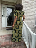 African Ankara Print Afro Hadassah Smoked Top Dress - Image 2