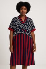 African Ankara Mixed Pattern V Neck Double Pocket Kaftan Style Dress - Image 8