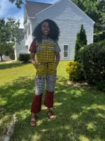 African Print Ankara Cropped Top 2p Pant Set - Image 7