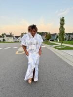 White  African Damask Brocade Maxi Dress: Bubu Boubou Style - Image 10