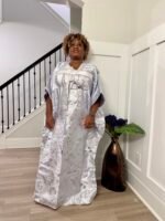 Embroidered Brocade Maxi Dress: African Bubu Boubou Gown - Image 4