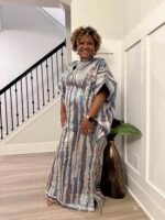 Luxury African Damask Brocade Bubu Maxi Dress - Image 4