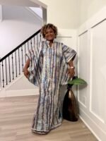 Luxury African Damask Brocade Bubu Maxi Dress - Image 8