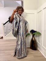 Luxury African Damask Brocade Bubu Maxi Dress - Image 3