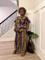 African Ankara Afro Kiara Stripped 2p Pant Set - Image 4