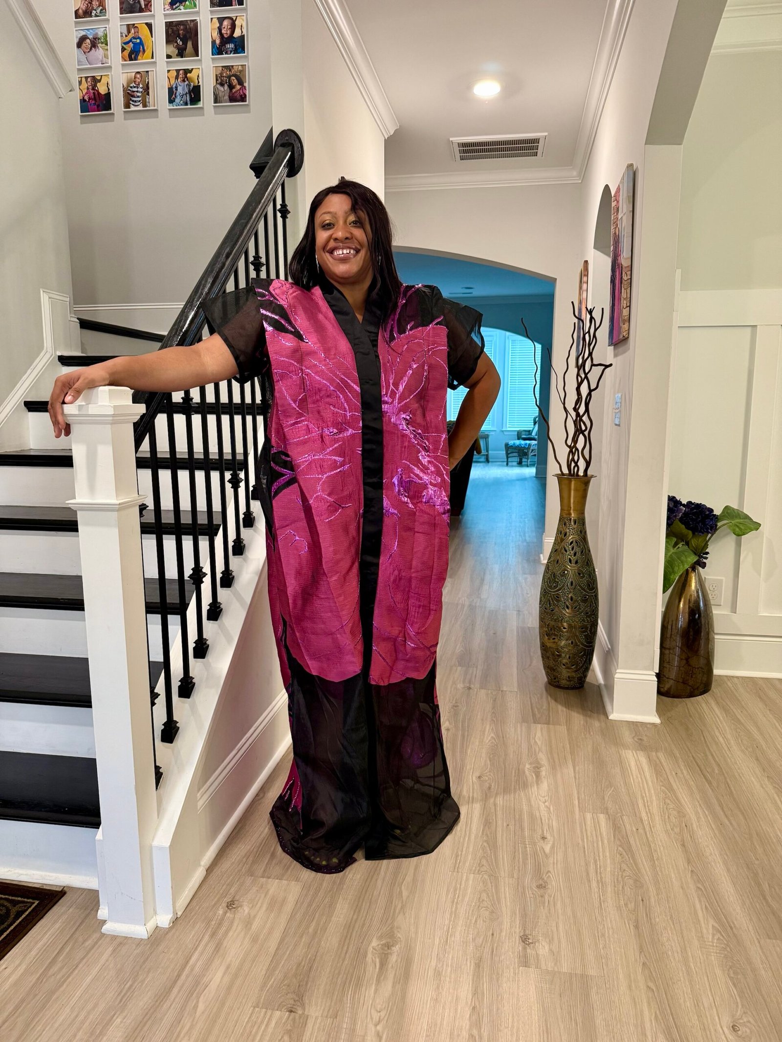 Luxury African Modern European Organza Brocade Bubu/Boubou Maxi Dress with Inner wear - Image 1