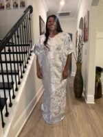 Embroidered Brocade Maxi Dress: African Bubu Boubou Gown - Image 3