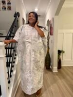 Embroidered Brocade Maxi Dress: African Bubu Boubou Gown - Image 8