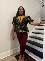 Uniquely Designed African Prints Ankara Stonned with Trimmings Afro Lesedi Fitted Tops/Blouse - Image 4