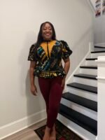 Uniquely Designed African Prints Ankara Stonned with Trimmings Afro Lesedi Fitted Tops/Blouse - Image 10