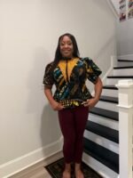 Uniquely Designed African Prints Ankara Stonned with Trimmings Afro Lesedi Fitted Tops/Blouse