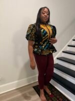 Uniquely Designed African Prints Ankara Stonned with Trimmings Afro Lesedi Fitted Tops/Blouse - Image 3
