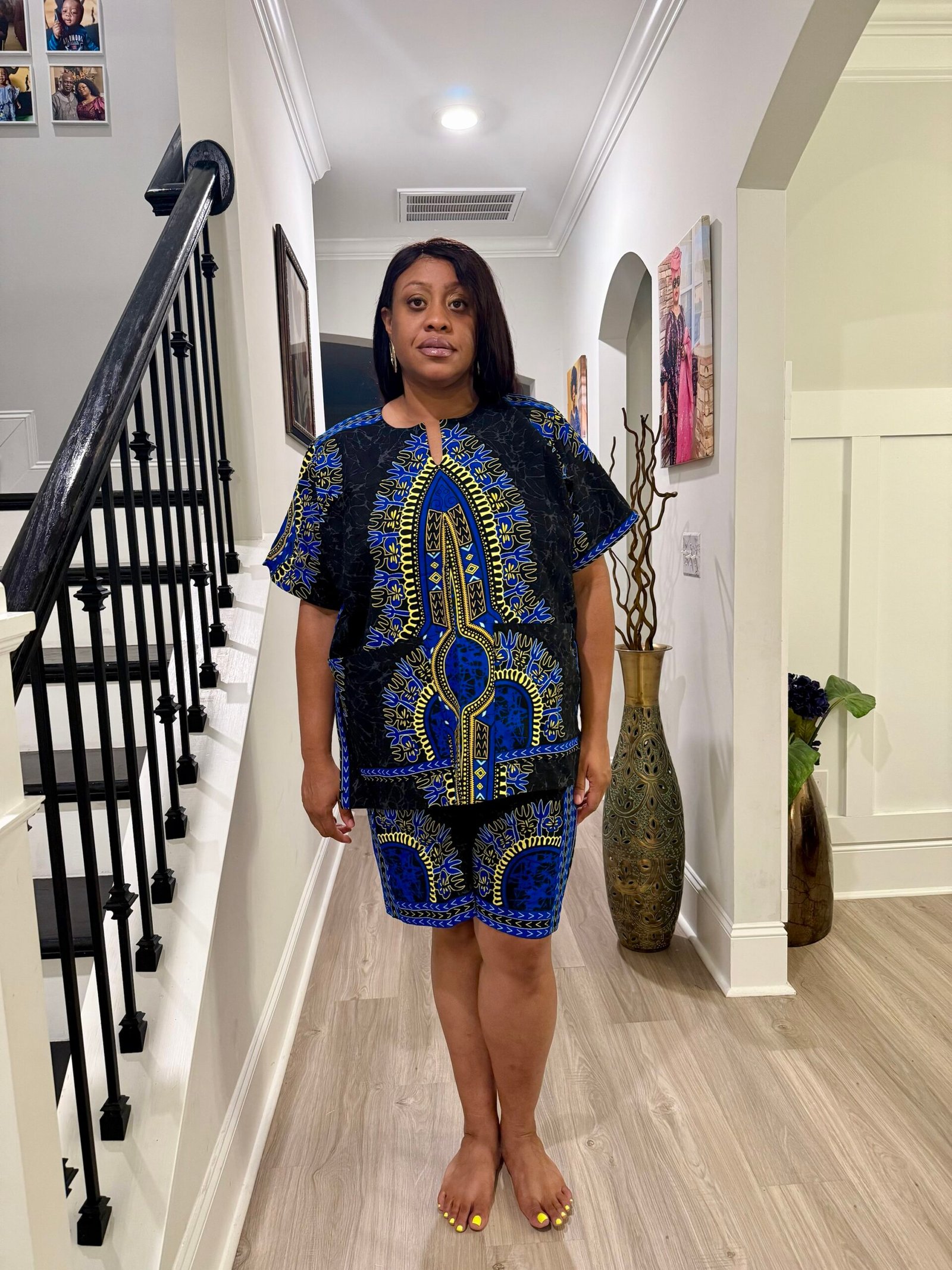 African Ankara Ethnic/Batik Print 2p Short Pant Set - Image 1