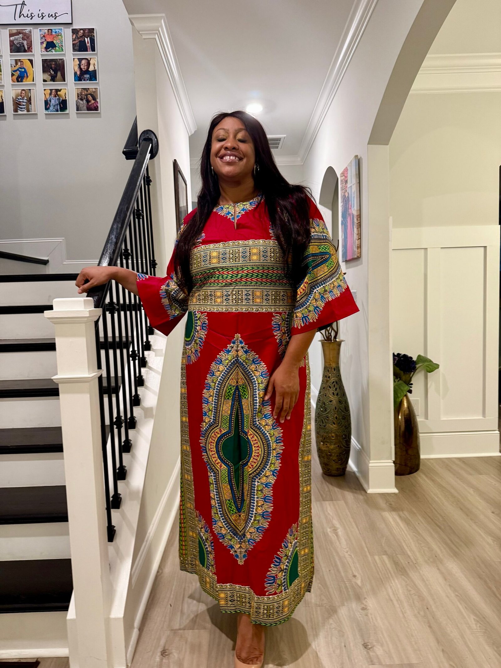 High Quality Java African Traditional Ethnic Ankara Print Kaftan Dress - Image 1