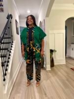 Modern African Ankara print Afro  Calantha Tie side kimono 2p Pant Set - Image 3