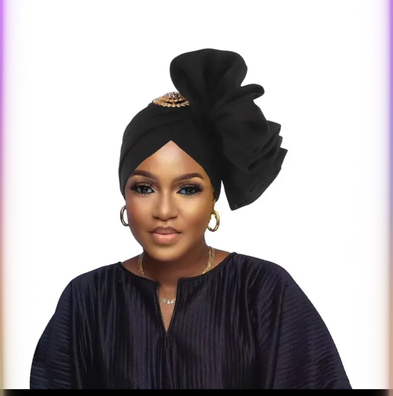 African Turban with Brooch - Image 1